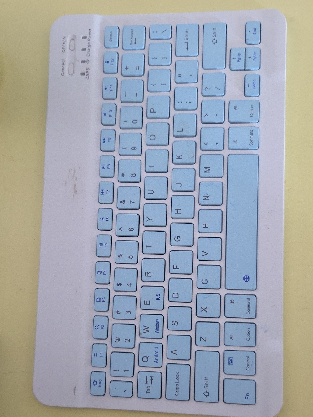 Compact Wireless Bluetooth Keyboard - Light Blue & White